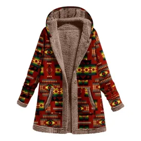 Women Winter Warm Coat Casual Patchwork Female Long Sleeve Hooded Outwear Fashion Streetwear Lady Clothes Loose Boho Jacket