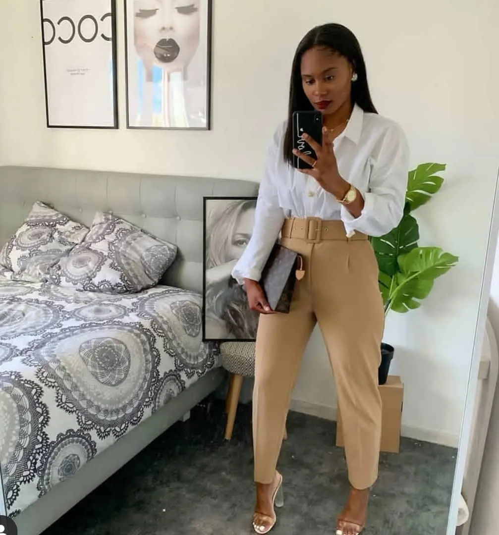 Women's High Waist Cotton Blend Casual Pants Slim Fit Slimming Trousers Autumn Suit