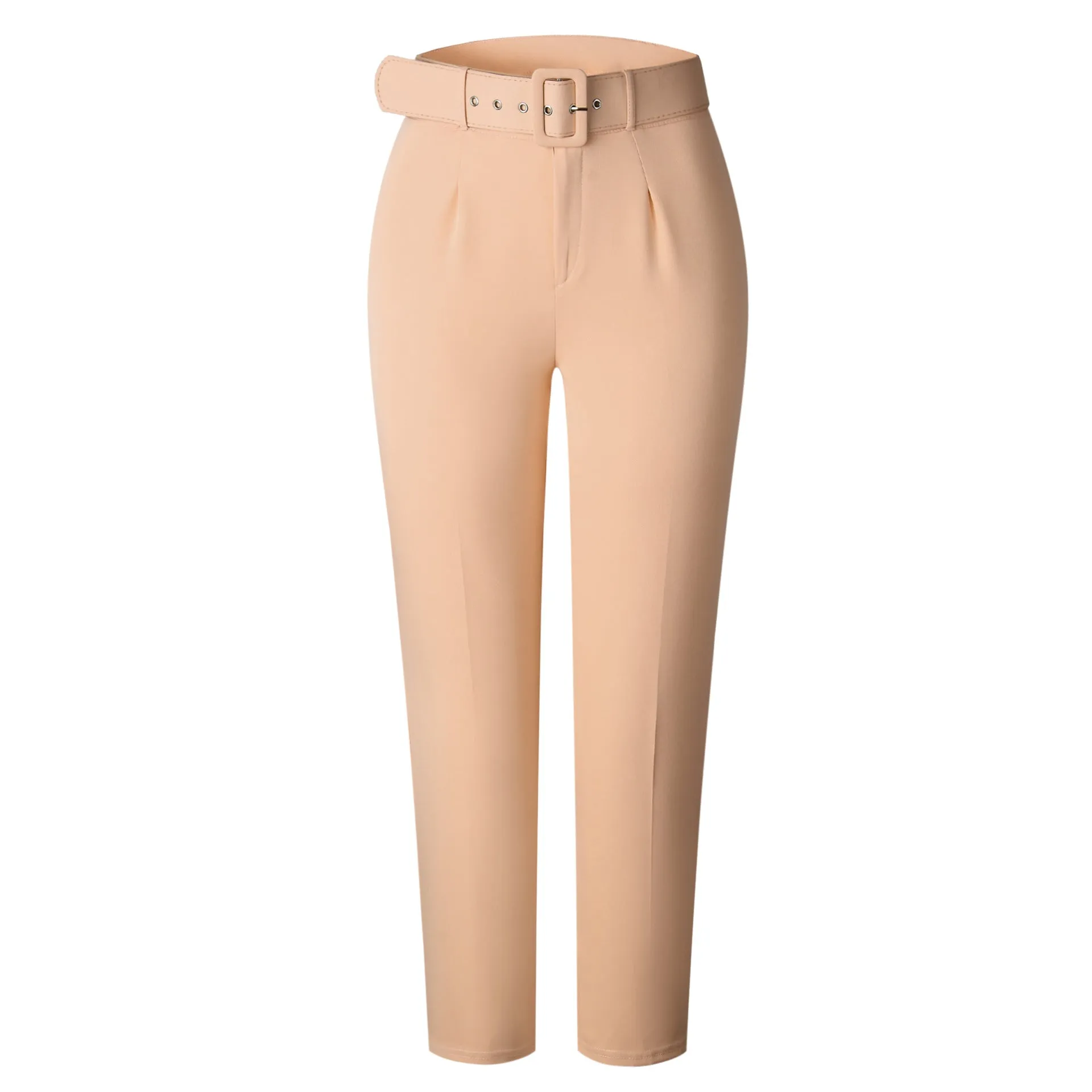 Women's High Waist Cotton Blend Casual Pants Slim Fit Slimming Trousers Autumn Suit