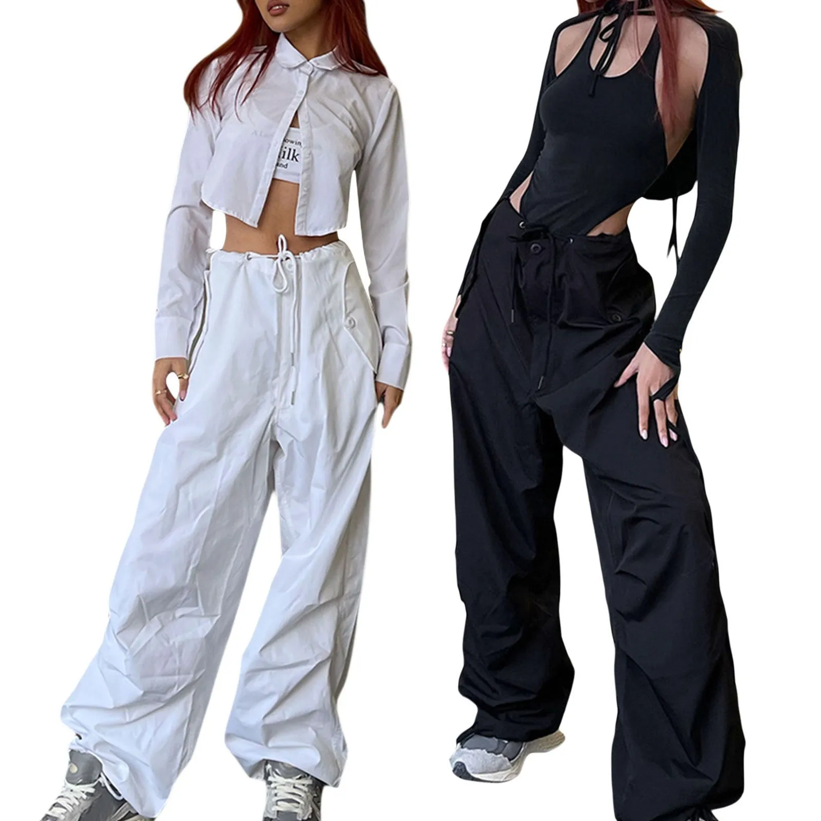 Women's Street Retro Loose High Waist Paper Pants